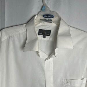 Stacy Adams White Long Sleeve Dress Shirt with Spread Collar